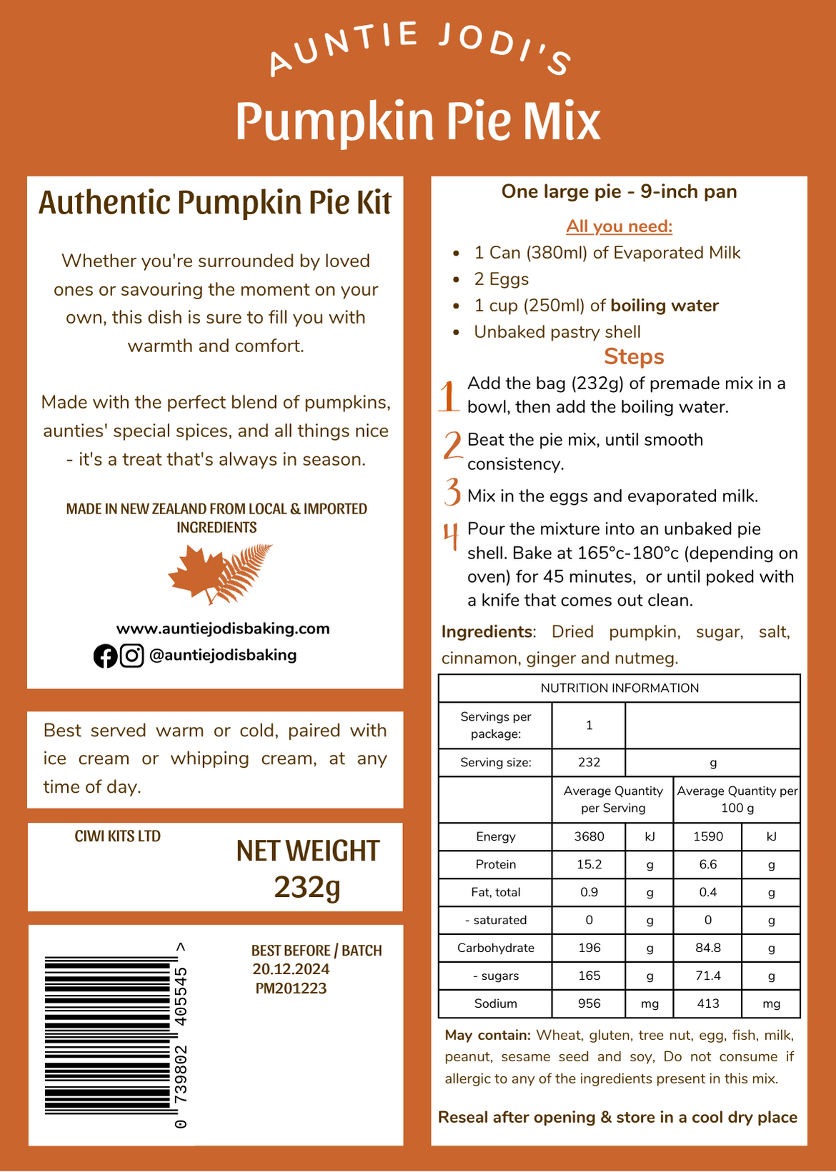 Pumpkin Pie Kit